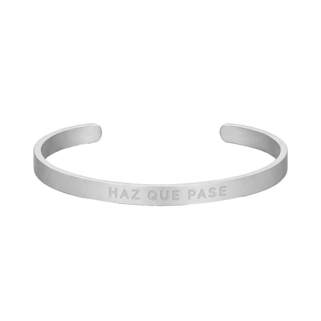 Pulsera Hombre Grabada "Haz que pase" - 6mm I Acero I Acabado Mate