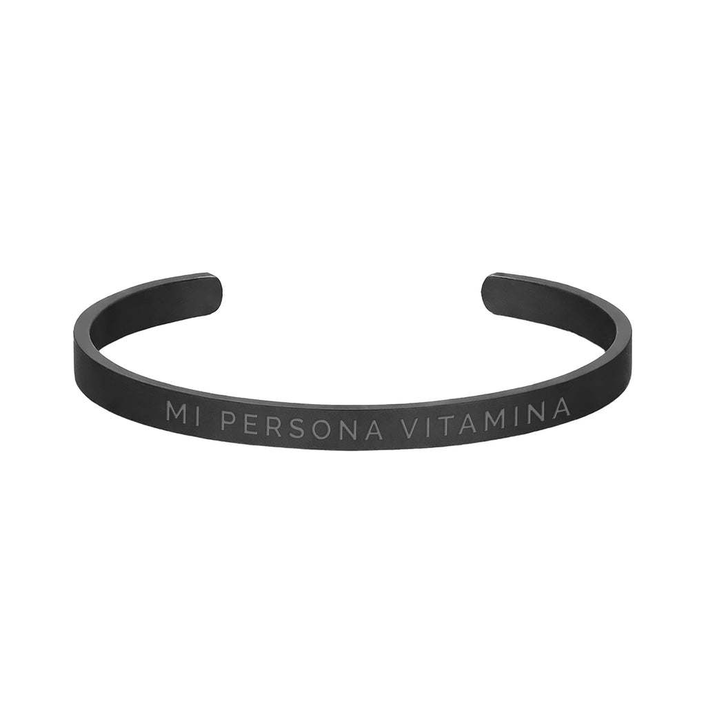Pulsera Hombre Grabada "Mi persona vitamina" - 6mm I Acero I Acabado Mate
