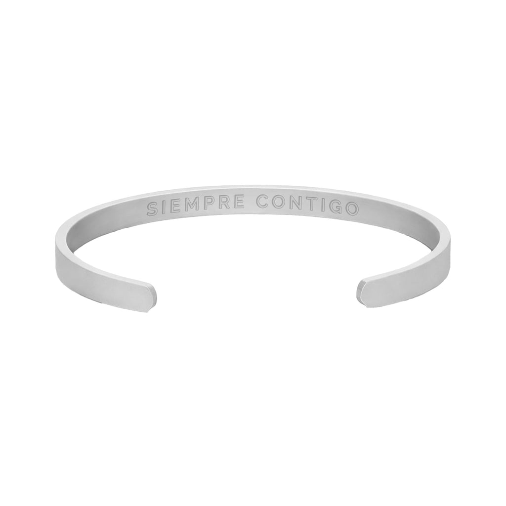 Pulsera Hombre Grabada "Siempre contigo" - 6mm I Acero I Acabado Mate