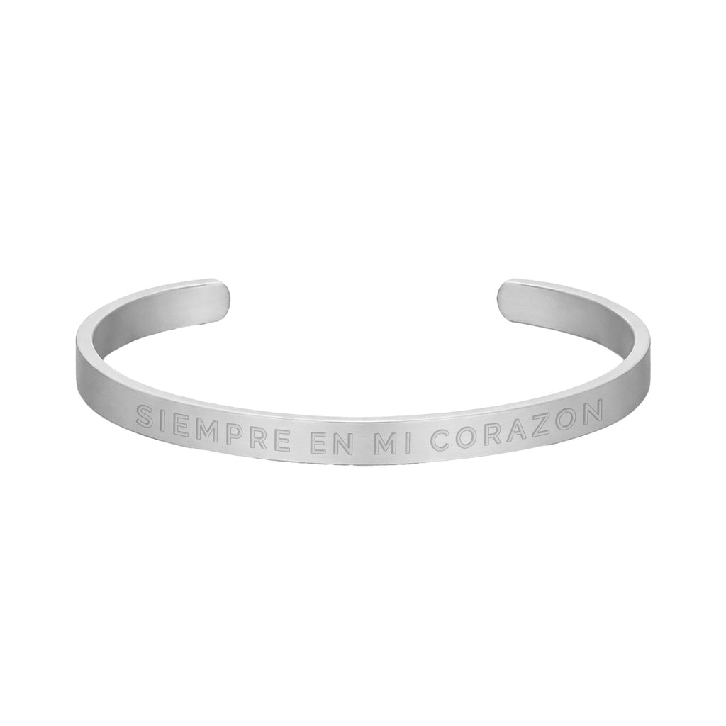 Pulsera Hombre Grabada "Siempre en mi corazón" - 6mm I Acero I Acabado Mate