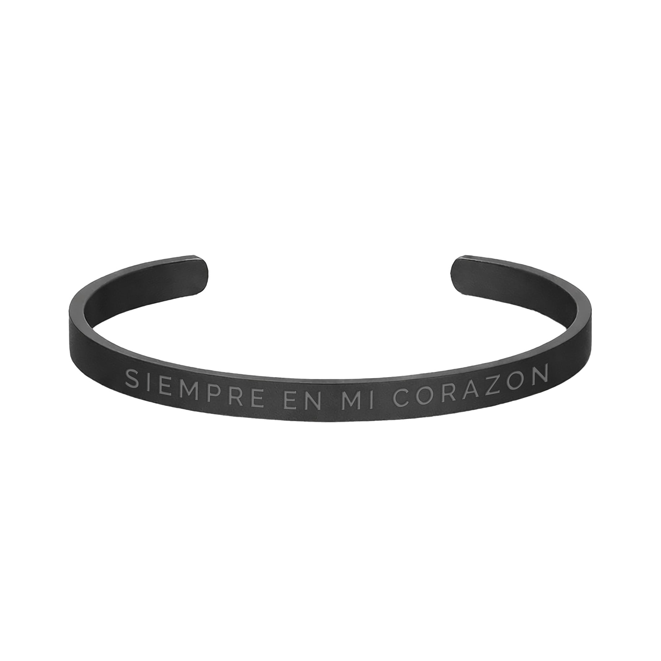 Pulsera Hombre Grabada "Siempre en mi corazón" - 6mm I Acero I Acabado Mate