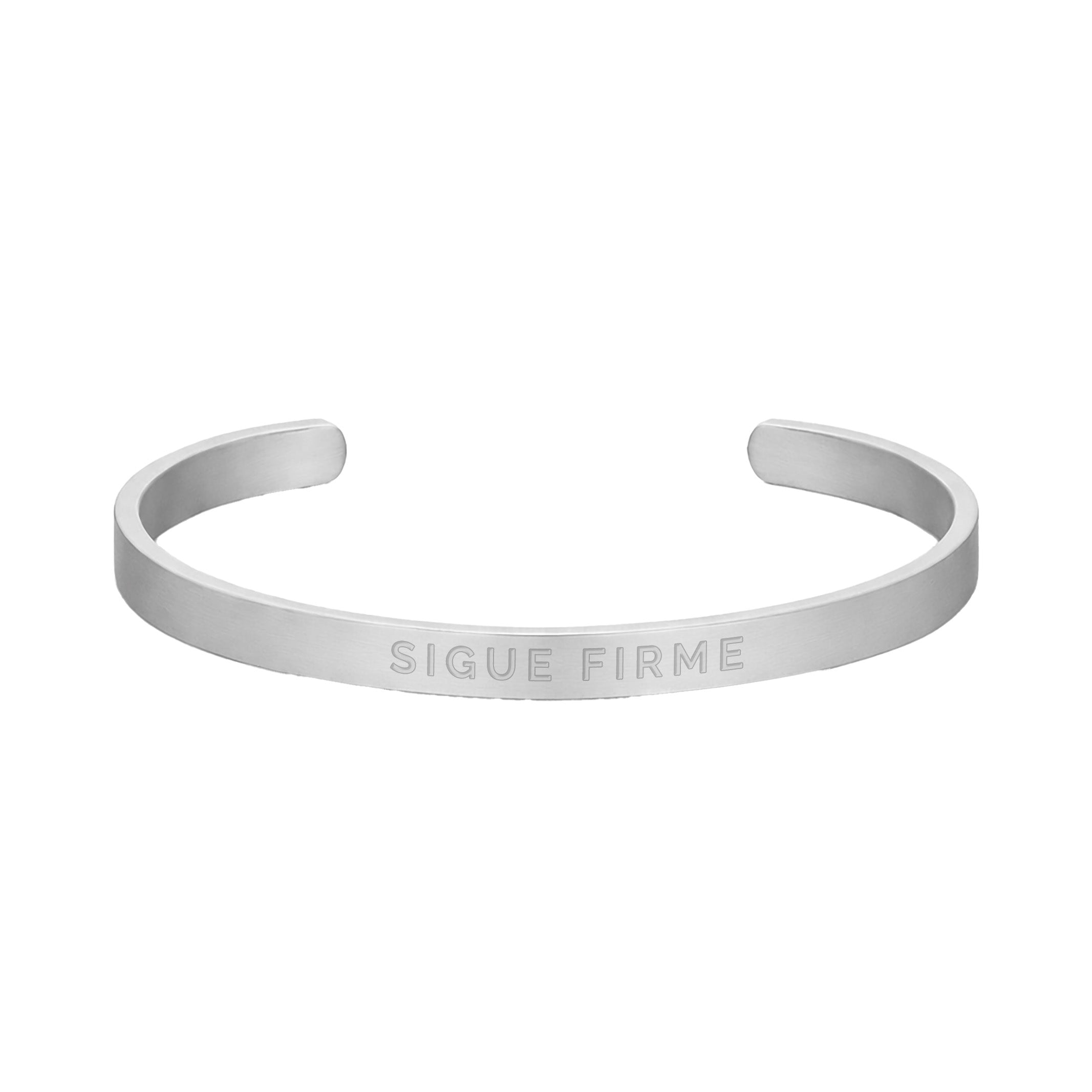 Pulsera Hombre Grabada "Sigue firme" - 6mm I Acero I Acabado Mate