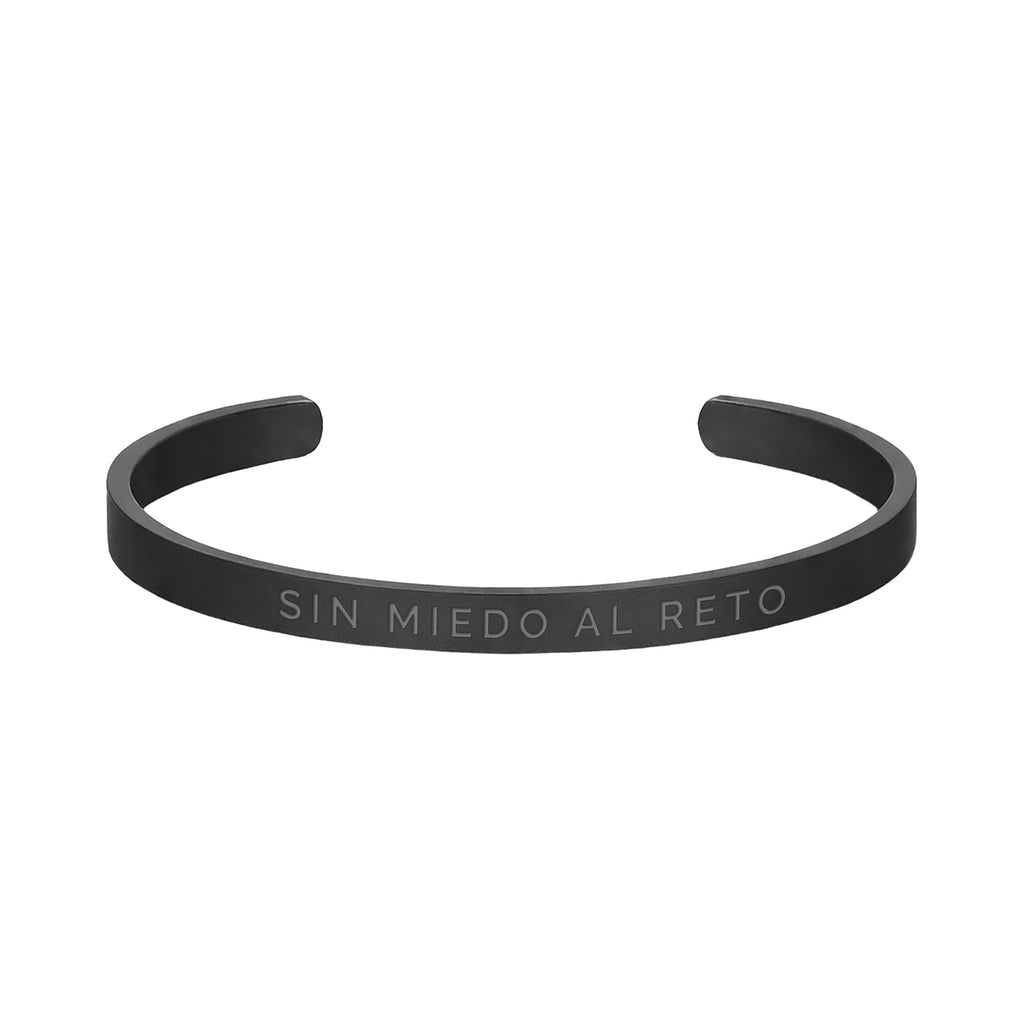 Pulsera Hombre Grabada "Sin miedo al reto" - 6mm I Acero I Acabado Mate
